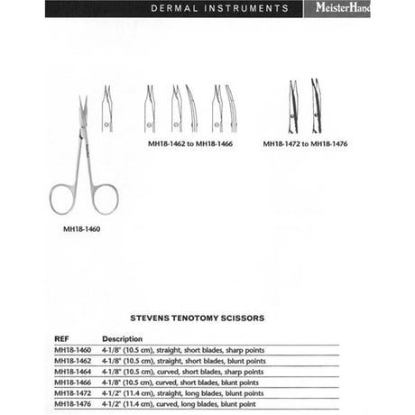 MeisterHand STEVENS Tenotomy Scissors, 4-1/8" (105mm), Curved, Short Blades, Blunt-Blunt Points. MPN: MH18-1466 - Image 5