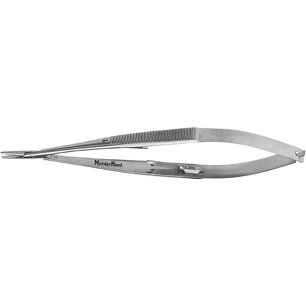 MeisterHand Castroviejo Needle Holder, 5½" (14 cm), Straight, Smooth Jaws, with Lock, Flat Serrated Handles. MPN: MH18-1828
