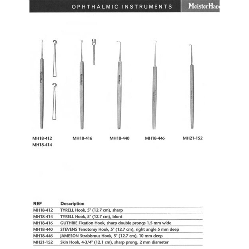 MeisterHand GUTHRIE Hook, 4-3/4" (120mm), Small, 2 Prongs, Sharp, 1.5mm Wide. MPN: MH18-416 - Image 3