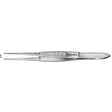 MeisterHand Iris Tissue Forceps, 4" (101mm), straight, 1 x 2 teeth, 0.8mm wide at tip, 0.8mm wide at tip. MPN: MH18-786