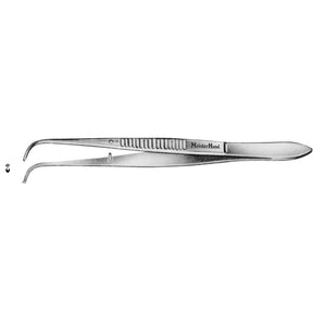 MeisterHand Iris Tissue Forceps, 3-7/8" (99mm), Full Curved, 1 x 2 Teeth. MPN: MH18-790