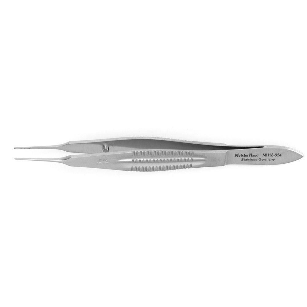 MeisterHand CASTROVIEJO Suture Forceps, 4-1/8" (104mm), 0.65mm Tips, with Tying Platform. MPN: MH18-954