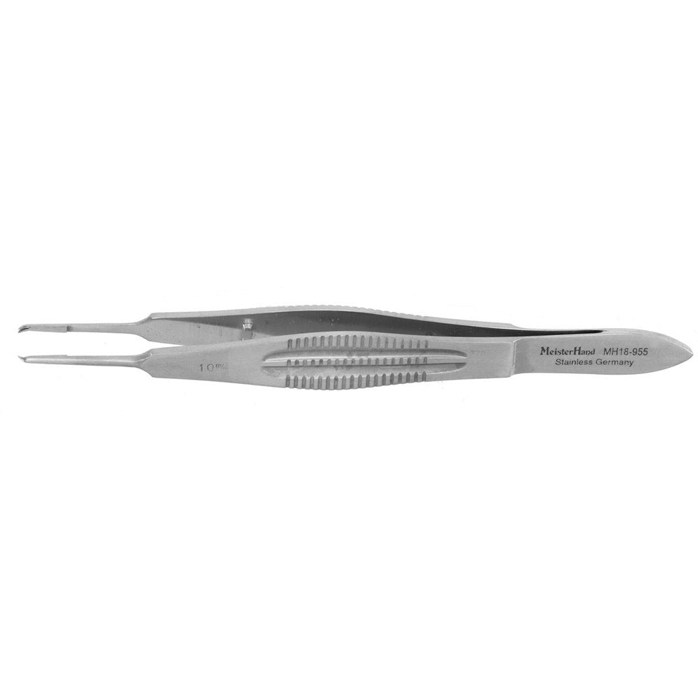 MeisterHand CASTROVIEJO Suture Forceps, 4-1/8" (104mm), tying platform, 1 x 2 teeth, 0.95mm wide at tip. MPN: MH18-955