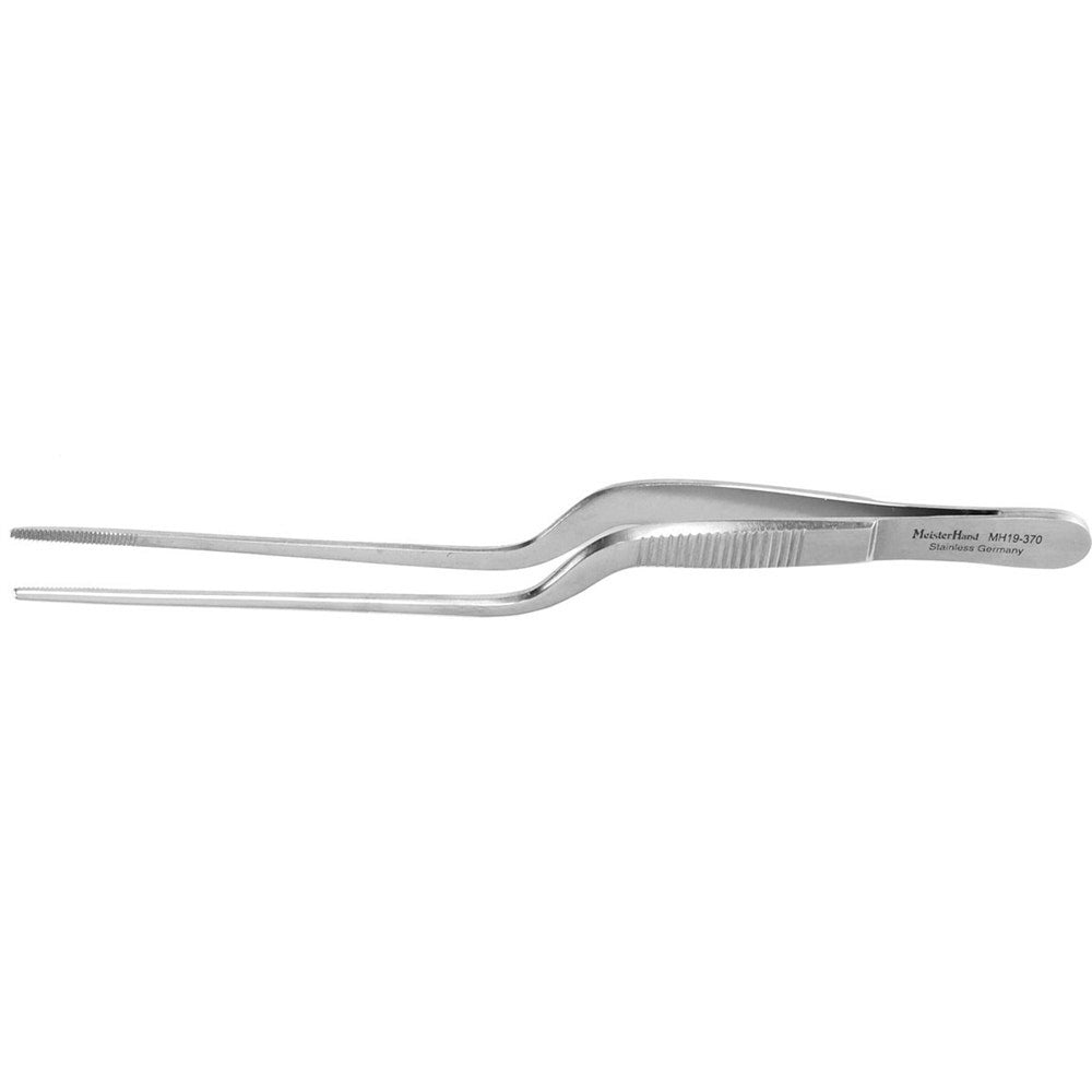 MeisterHand LUCAE Ear Forceps, 5-5/8" (143mm), bayonet shape, serrated tips. MPN: MH19-370