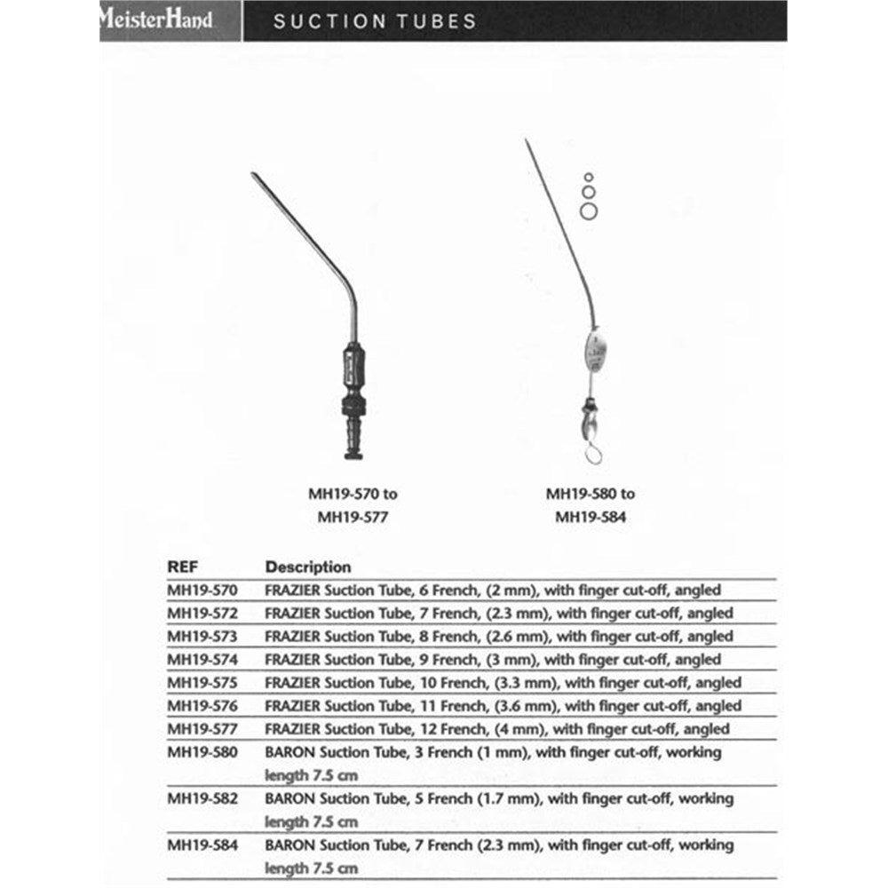 MeisterHand BARON Suction Tube, 5-3/8" (138mm) overall length, working length 3" (75mm), 5 French (1.7mm), with finger cut-off. MPN: MH19-582 - Image 2