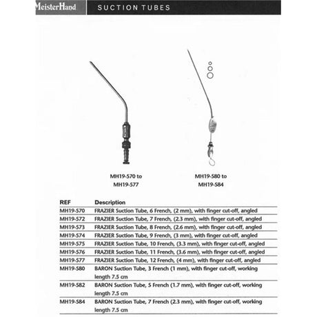MeisterHand BARON Suction Tube, 5-3/8" (138mm) overall length, working length 3" (75mm), 7 French (2.3mm), with finger cut-off. MPN: MH19-584 - Image 2