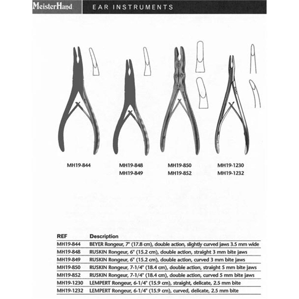MeisterHand RUSKIN Rongeur, double action, 7-1/4" (18.4 cm) long, straight 5 mm bite jaws. MPN: MH19-850 - Image 2