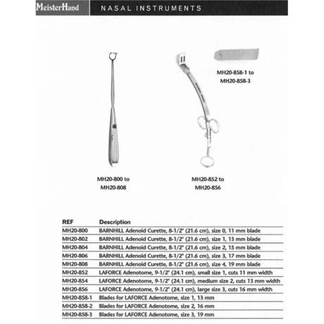 MeisterHand BARNHILL Adenoid Curette, 8-1/2" (21.6 cm), size 2, 15 mm blade. MPN: MH20-804 - Image 2