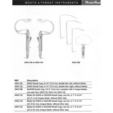 MeisterHand Blades for DAVIS or MCIVOR Mouth Gags, Size Number 2. MPN: MH2-132 - Image 2
