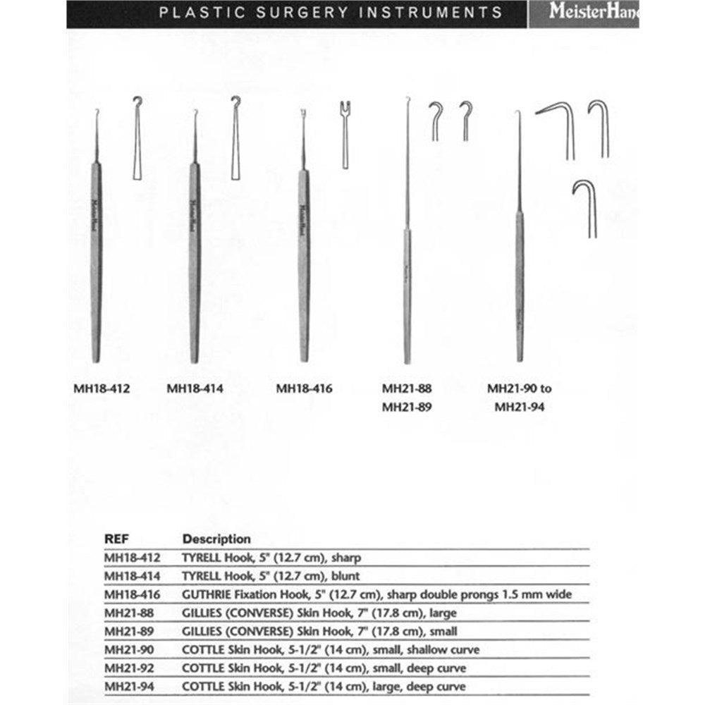 MeisterHand COTTLE Skin Hook, 5-1/2" (14 cm), small, shallow curve, serrated handle. MPN: MH21-90 - Image 3