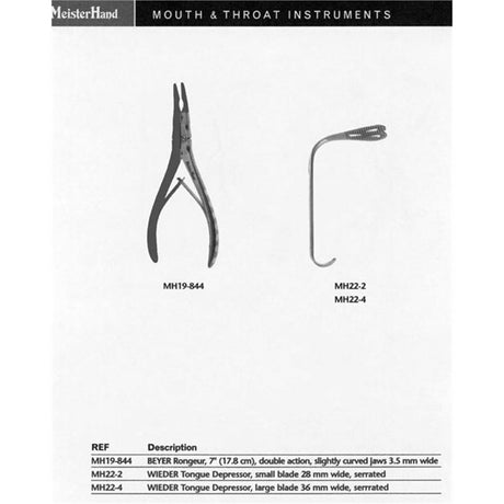MeisterHand WIEDER Tongue Depressor, small blade 28 mm wide, serrated. MPN: MH22-2 - Image 2