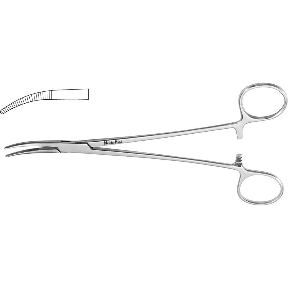 MeisterHand SCHNIDT Tonsil Hemostat Forceps, 7-1/2" (190mm), Half Curved, Closed Rings. MPN: MH22-662