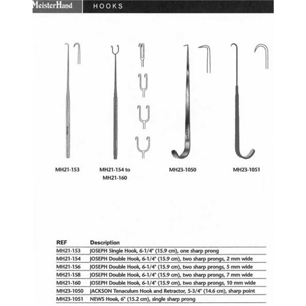 MeisterHand JACKSON Tenaculum Hook Retractor, 5-3/4" (14.6 cm), sharp point. MPN: MH23-1050 - Image 2