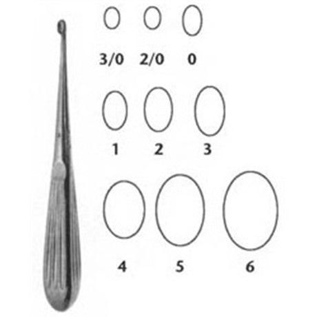 MeisterHand HIBBS SPRATT Spinal Fusion Curette, 9" (22.9 cm), oval cup, size 0. MPN: MH26-1629