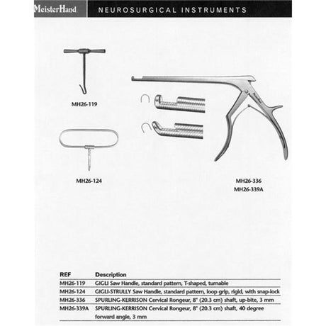 MeisterHand SPURLING-KERRISON Cervical Rongeur, 8-1/2" (215mm) shaft, up-bite 3mm. MPN: MH26-336 - Image 2