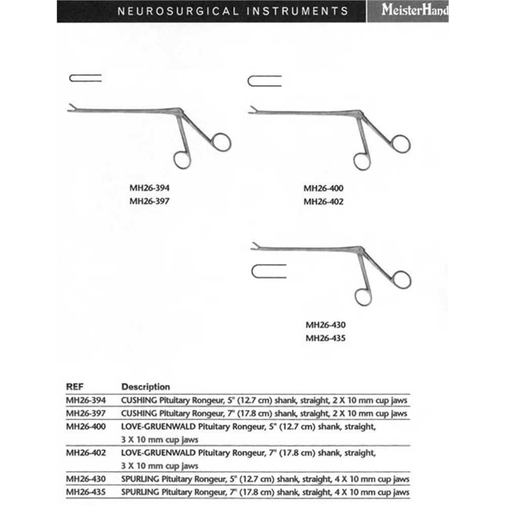 MeisterHand CUSHING Pituitary Rongeur, 2 X 10 mm cup jaws, 5" (12.7 cm) shank, straight. MPN: MH26-394 - Image 2