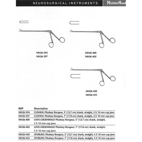 MeisterHand LOVE-GRUENWALD Pituitary Rongeur, 3 X 10 mm cup jaws, 7" (17.8 cm) shank, straight. MPN: MH26-402 - Image 2