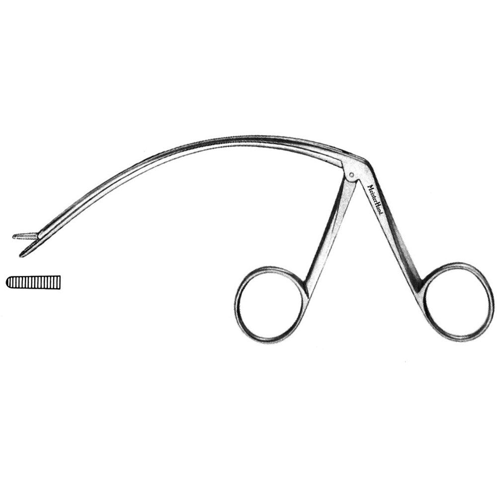 MeisterHand Tendon Pulling Forceps, 5" (12.7 cm) curved shaft, alligator type. MPN: MH27-1016