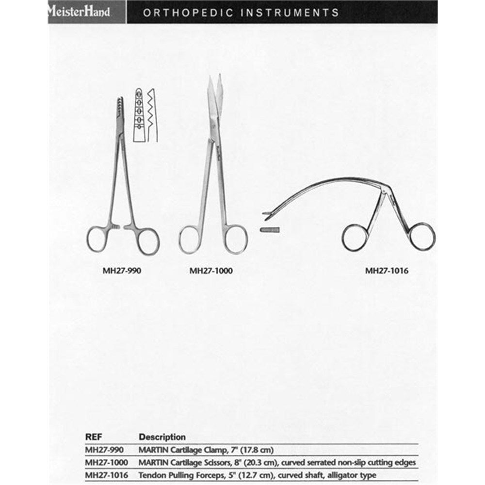 MeisterHand Tendon Pulling Forceps, 5" (12.7 cm) curved shaft, alligator type. MPN: MH27-1016 - Image 2