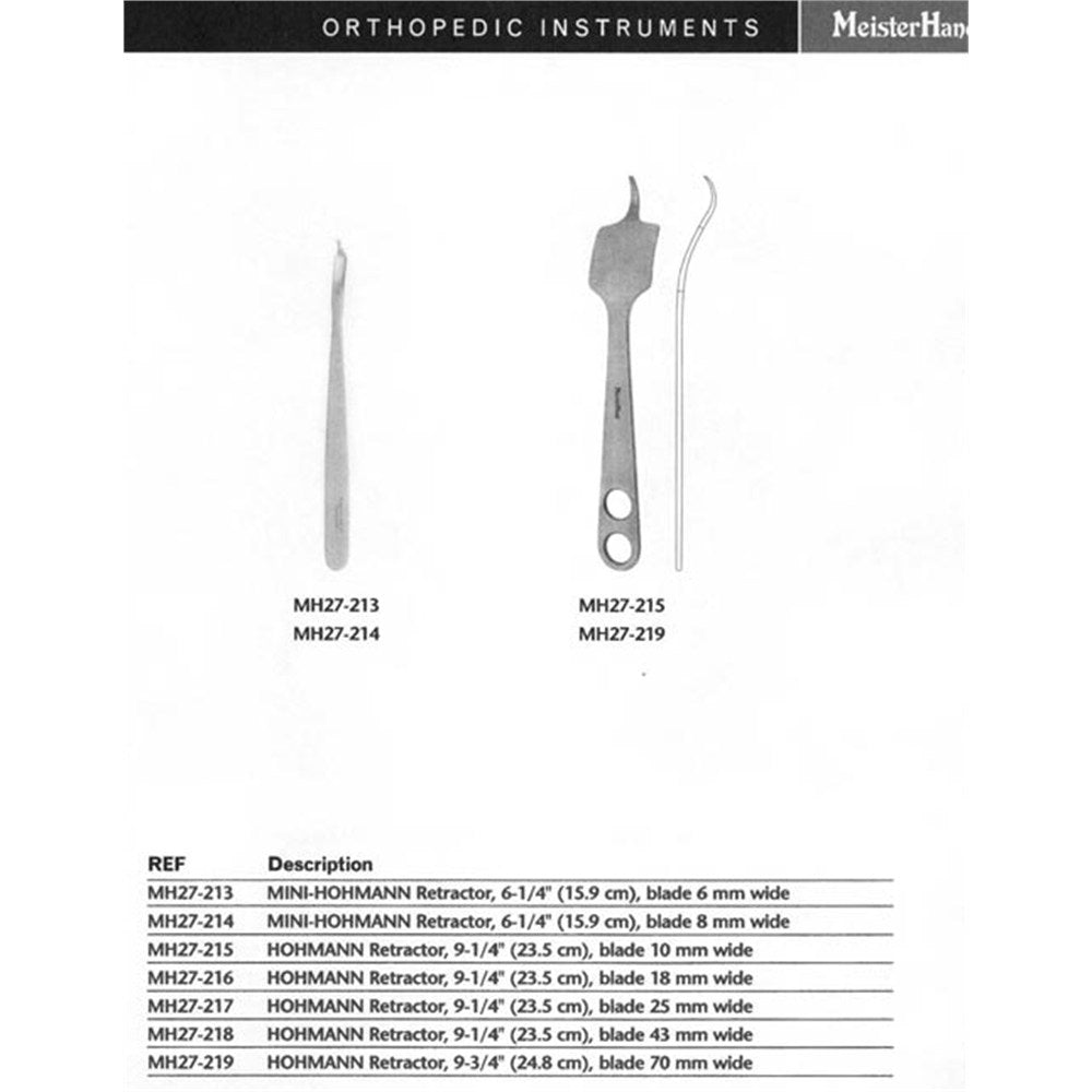 MeisterHand HOHMANN Retractor, 9-1/4" (23.5 cm), blade 43 mm wide. MPN: MH27-218 - Image 3
