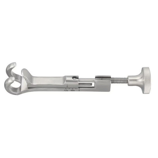 MeisterHand LOWMAN Bone Clamp, 7" (17.8 cm), calibrated in 1/8" (.32 cm), 1 X 2 prong jaws 1" (2.5 cm) wide. MPN: MH27-32