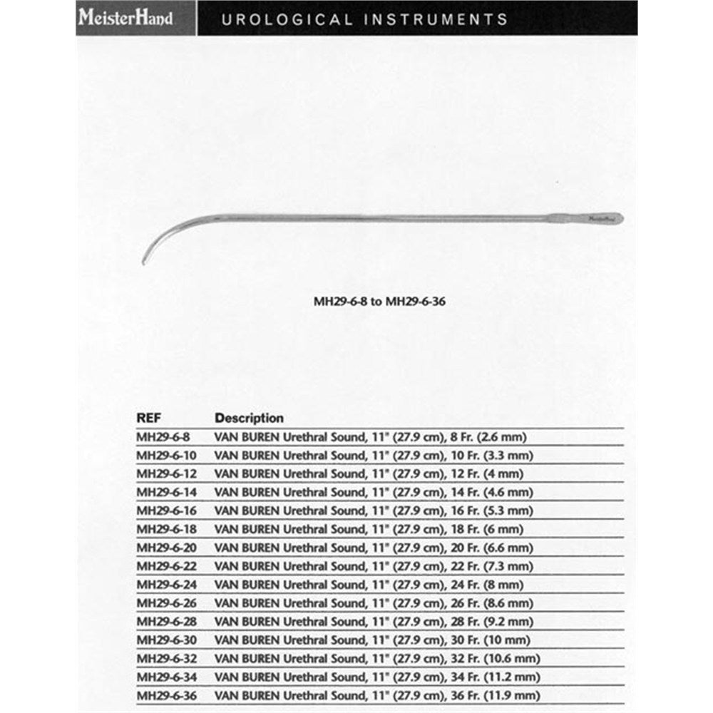 MeisterHand VAN BUREN Urethral Sound, 11" (27.9 cm), 16 French (5.3 mm). MPN: MH29-6-16 - Image 2