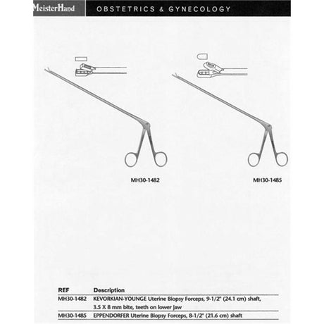 MeisterHand KEVORKIAN-YOUNGE Uterine Biopsy Forceps, 9-1/2" (24.1 cm) shaft, 3.5 X 8 mm bite, teeth on lower jaw. MPN: MH30-1482 - Image 2