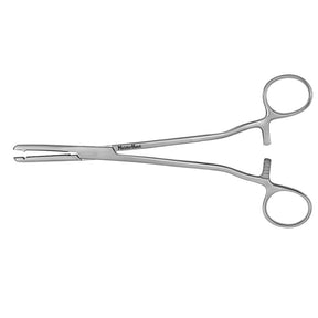 MeisterHand HEANEY-BALLENTINE Hysterectomy Forceps, 8-1/2" (21.6 cm), longitudinal serrations, single tooth, curved. MPN: MH30-1716
