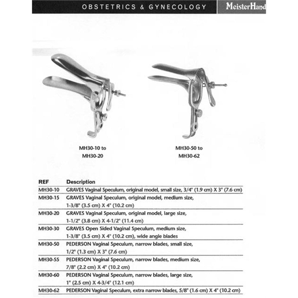 MeisterHand PEDERSON Vaginal Speculum, 1" (24mm) x 4-1/4" (111mm), Medium Blades. MPN: MH30-55 - Image 2