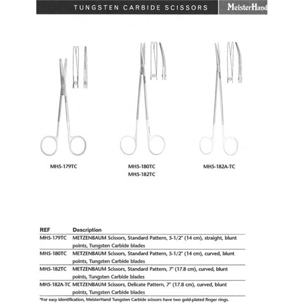 MeisterHand METZENBAUM Scissors, 5-3/4" (145mm), curved, blunt points, Tungsten Carbide. MPN: MH5-180TC - Image 2