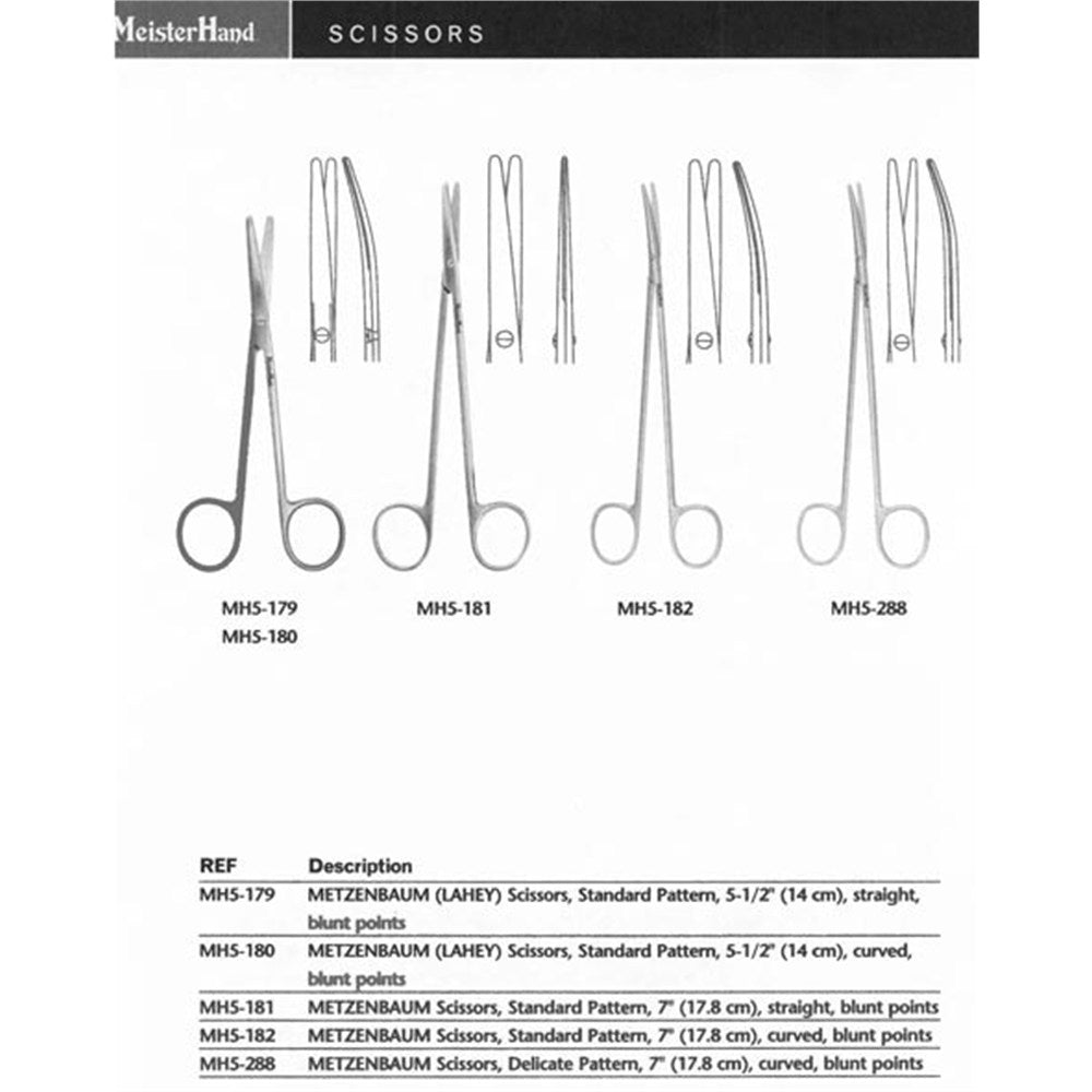 MeisterHand METZENBAUM Scissors, 7" (178mm), Standard Pattern, curved, blunt points. MPN: MH5-182 - Image 2