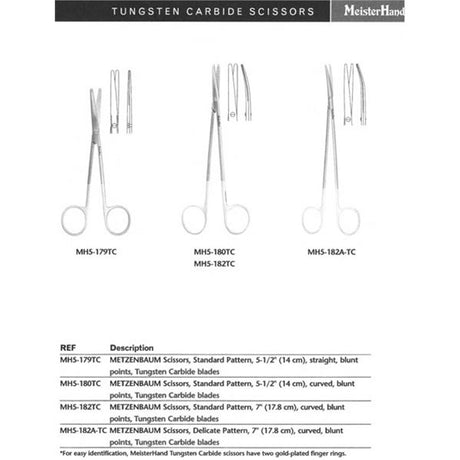 MeisterHand METZENBAUM Scissors, 7" (178mm), curved, blunt points, Tungsten Carbide. MPN: MH5-182TC - Image 2