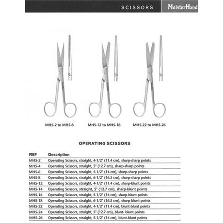 MeisterHand Operating Scissors, 4-3/4" (121mm), straight, sharp/sharp points. MPN: MH5-2 - Image 2