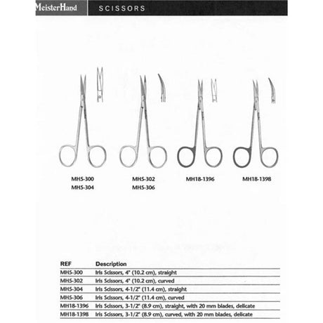 MeisterHand Iris Scissors, 4" (102mm), curved, fine, sharp points. MPN: MH5-302 - Image 2