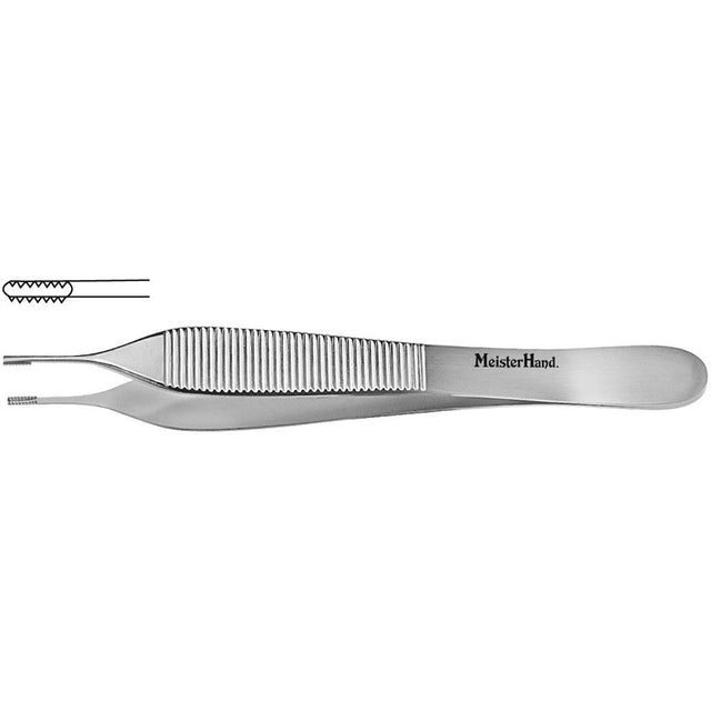 MeisterHand BROWN-ADSON Tissue Forceps, 4-3/4" (120mm), straight, 7 x 7 side grasping teeth. MPN: MH6-124