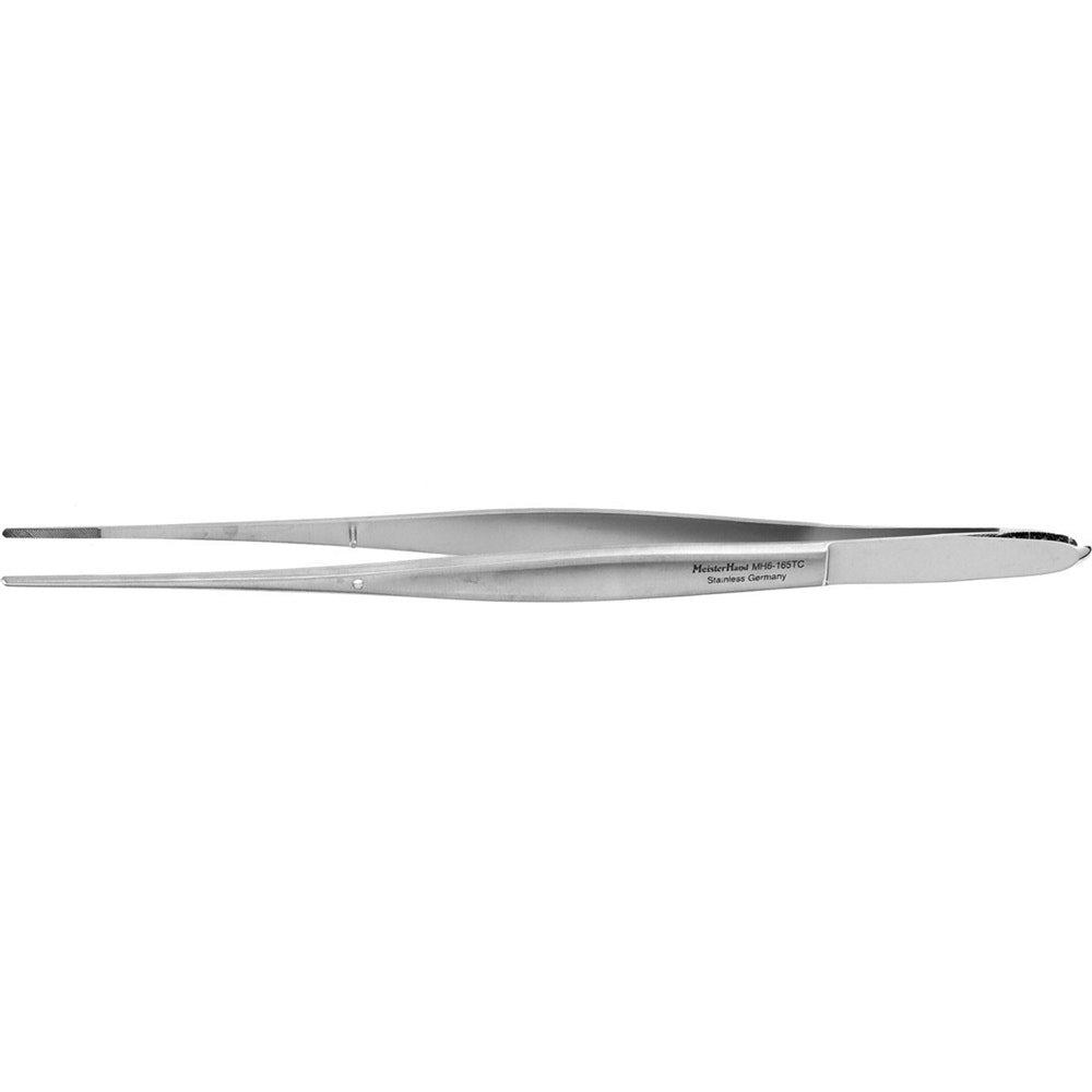 MeisterHand EVANS Pelvic Dressing Forceps, 10" (251mm), Tungsten Carbide, Cross Serrated Tips. MPN: MH6-165TC
