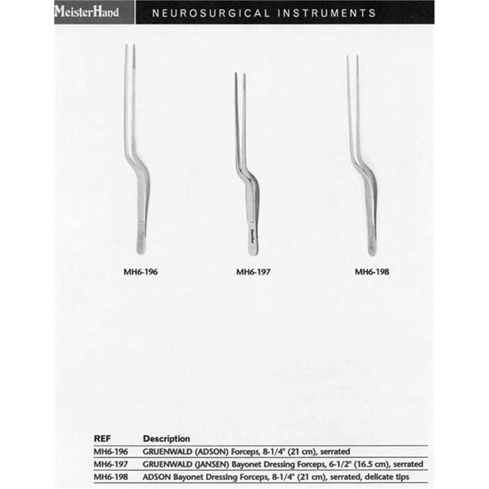 MeisterHand ADSON Bayonet Dressing Forceps 8-1/2" (213mm), serrated. MPN: MH6-198 - Image 5