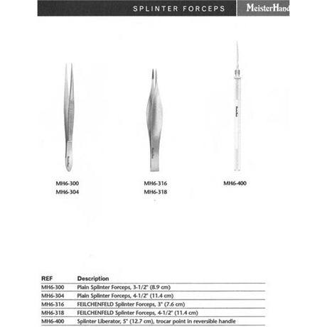MeisterHand FEILCHENFELD Splinter Forceps, 4-1/2" (115mm). MPN: MH6-318 - Image 2