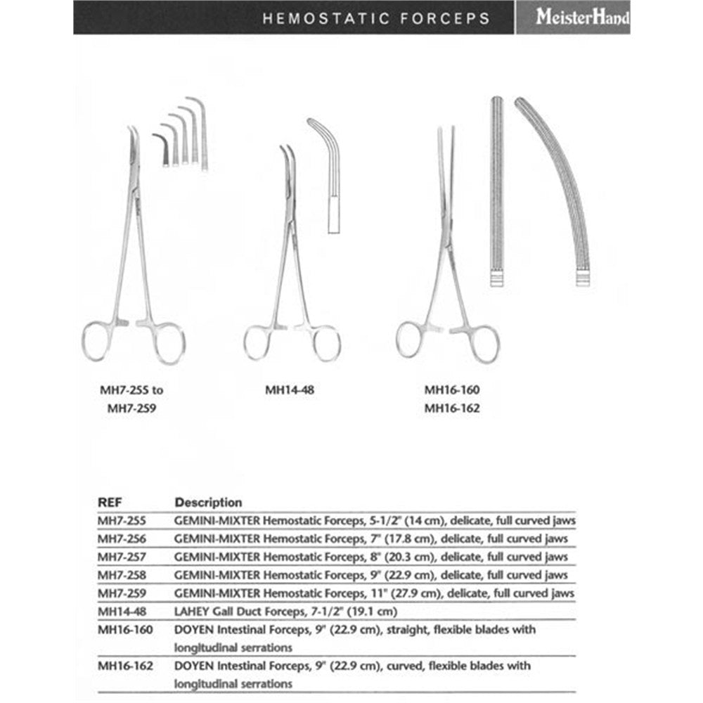 MeisterHand GEMINI-MIXTER Hemostatic Forceps, 9" (22.9 cm), delicate, full curved jaws. MPN: MH7-258 - Image 2