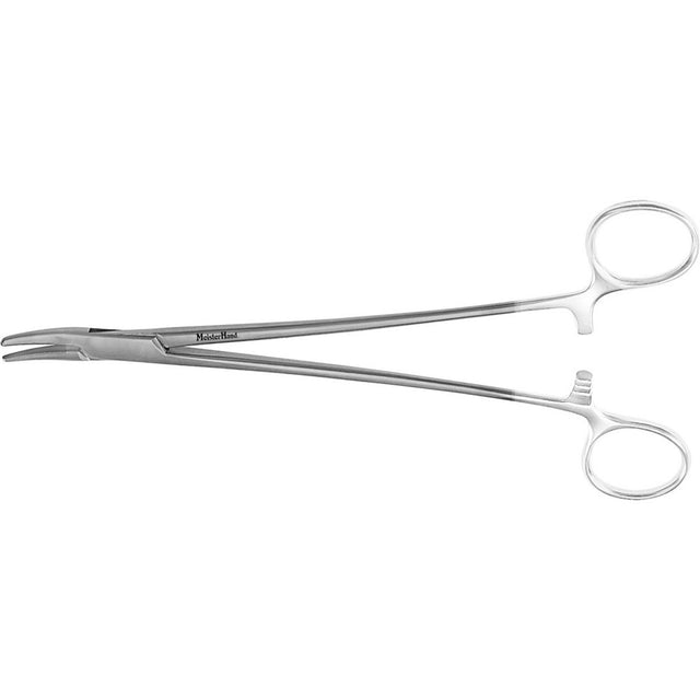 MeisterHand Heaney Needle Holder, 8" (20.5 cm), Curved, Serrated Jaws, Tungsten Carbide. MPN: MH8-100TC