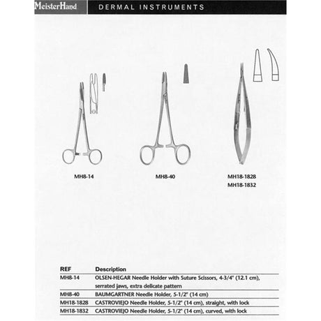 MeisterHand Olsen-Hegar Needle Holder with Suture Scissors, 4¾" (12 cm), Extra Delicate Serrated Jaws. MPN: MH8-14 - Image 4