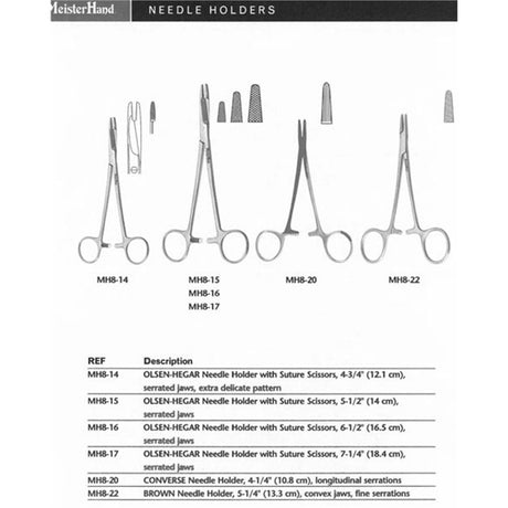 MeisterHand Brown Needle Holder, 5¼" (13.3 cm), Fine Serrations, Convex Jaws. MPN: MH8-22 - Image 2