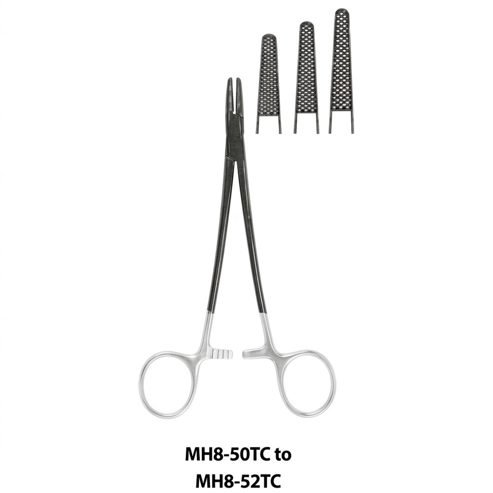 MeisterHand Crile-Wood Needle Holder, 8" (20.5 cm), Serrated Jaws, Tungsten Carbide. MPN: MH8-52TC