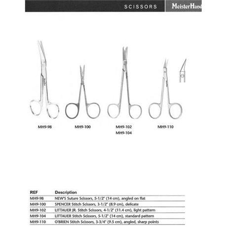 MeisterHand SPENCER Stitch Scissors, 3-1/2" (89mm), delicate. MPN: MH9-100 - Image 2