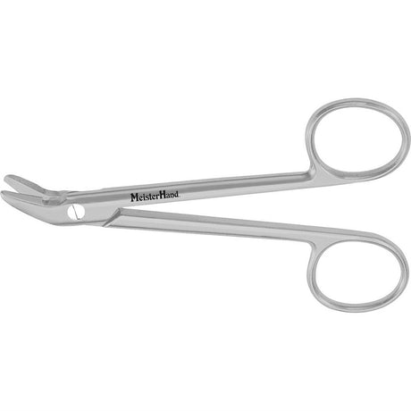 MeisterHand Wire Cutting Scissors, 4-3/4" (122mm), angled to side, one serrated blade. MPN: MH9-124