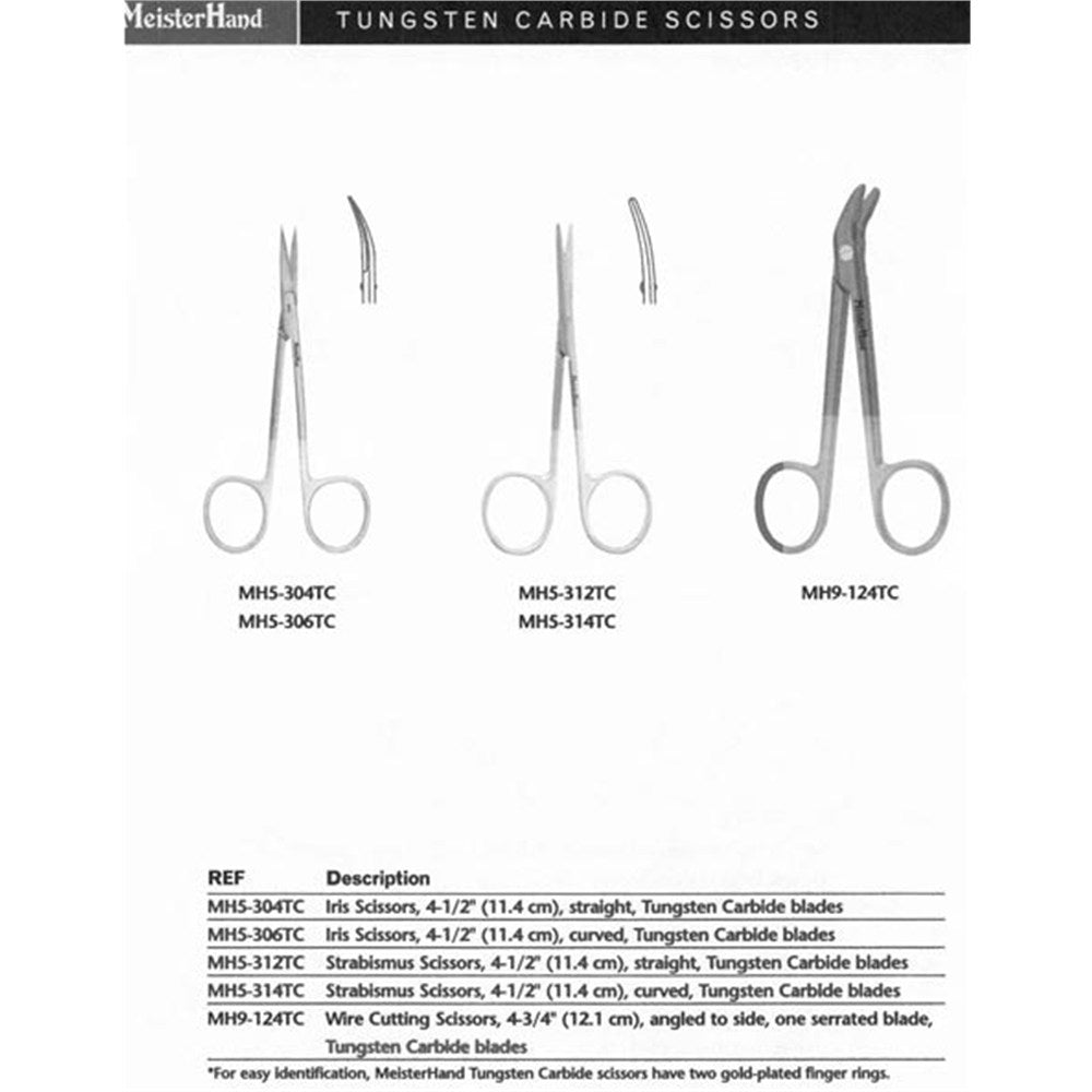 MeisterHand Wire Cutting Scissors, 4-3/4" (122mm), angled to side, one serrated bade, Tungsten Carbide jaws. MPN: MH9-124TC - Image 2