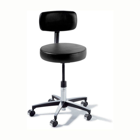 RITTER 275 Manual Screw Adjustable Physician Stool with back & Chrome Caster Base. MPN: 275-001