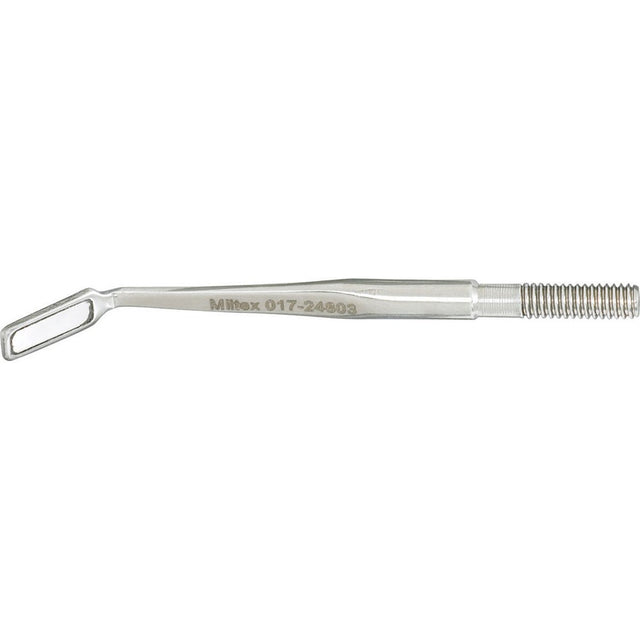 MILTEX Micro Mirror, 1/4" (7mm) x 1/8" (2mm), Rectangular, Cone Socket, Front Surface, Stainless Steel. MPN: 017-24803