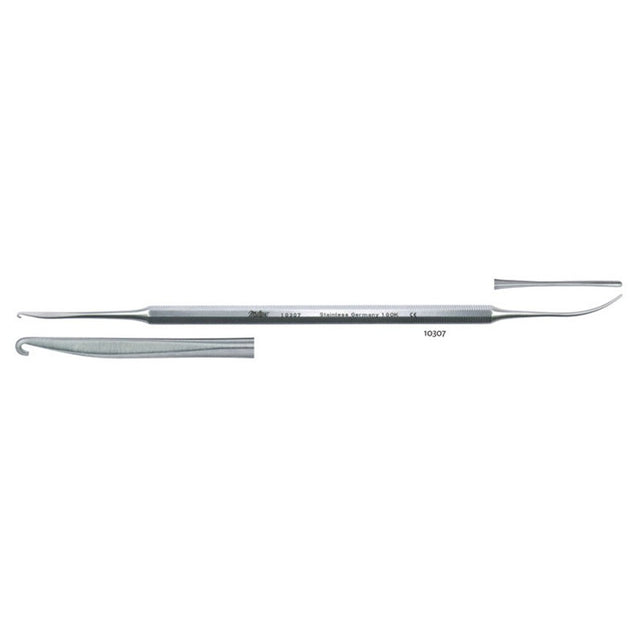 MILTEX VARADY Phlebectomy Extractor, 7" (180mm), Medium Crochet Style Hook and Spatula, Double-Ended, 1.8mm Wide Hook and 1.7mm Wide Spatula. MPN: 10307