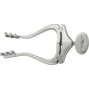 MILTEX JANSEN Retractor, 4-1/4" (10.8 cm), spread 3" (7.6 cm), 3 X 3 blunt prongs 10 mm deep, standard model. MPN: 11-2